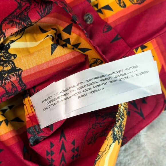 Ariat Western Aztec Red Black Cowboy Horses Rodeo Button Down Shirt Mens XXL - Picture 12 of 14